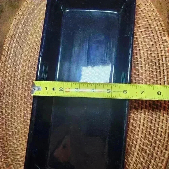 Stoneware Casserole Dish 13.5" x 6" dark blue and mauve on the bottom. - Picture 8 of 9